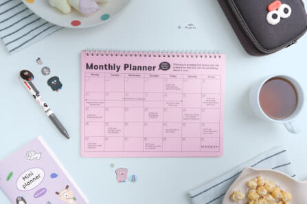 สมุดแพลนเนอร์ PP month planner สีชมพู_1